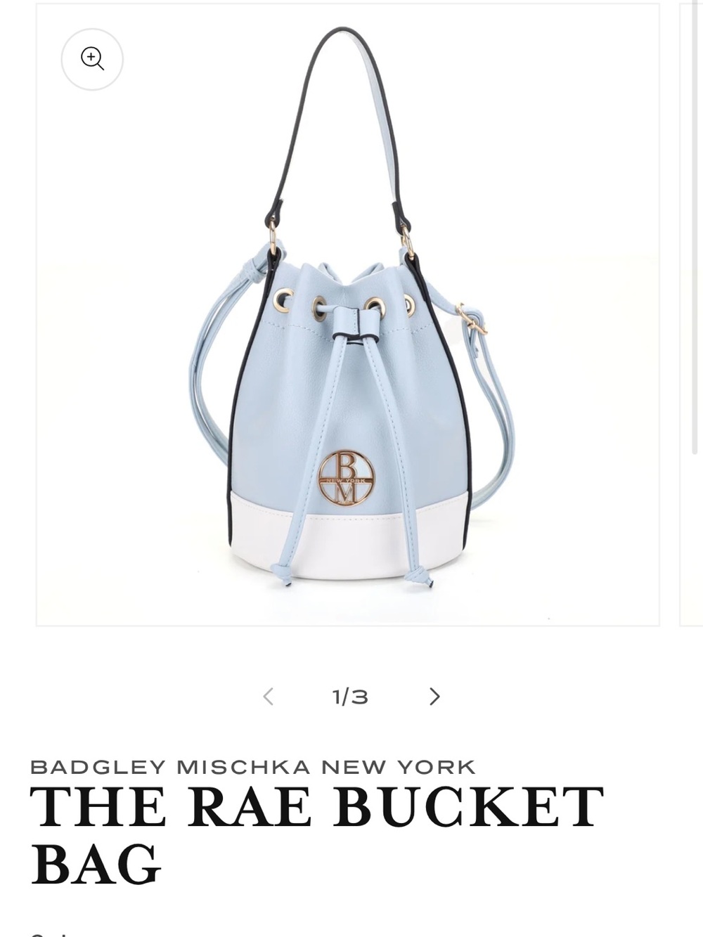 Badgley Mischka Light Blue & White Drawstring Crossbody